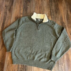 Oscar de la renta Men's Quarter-Zip Sweater olive green sz L